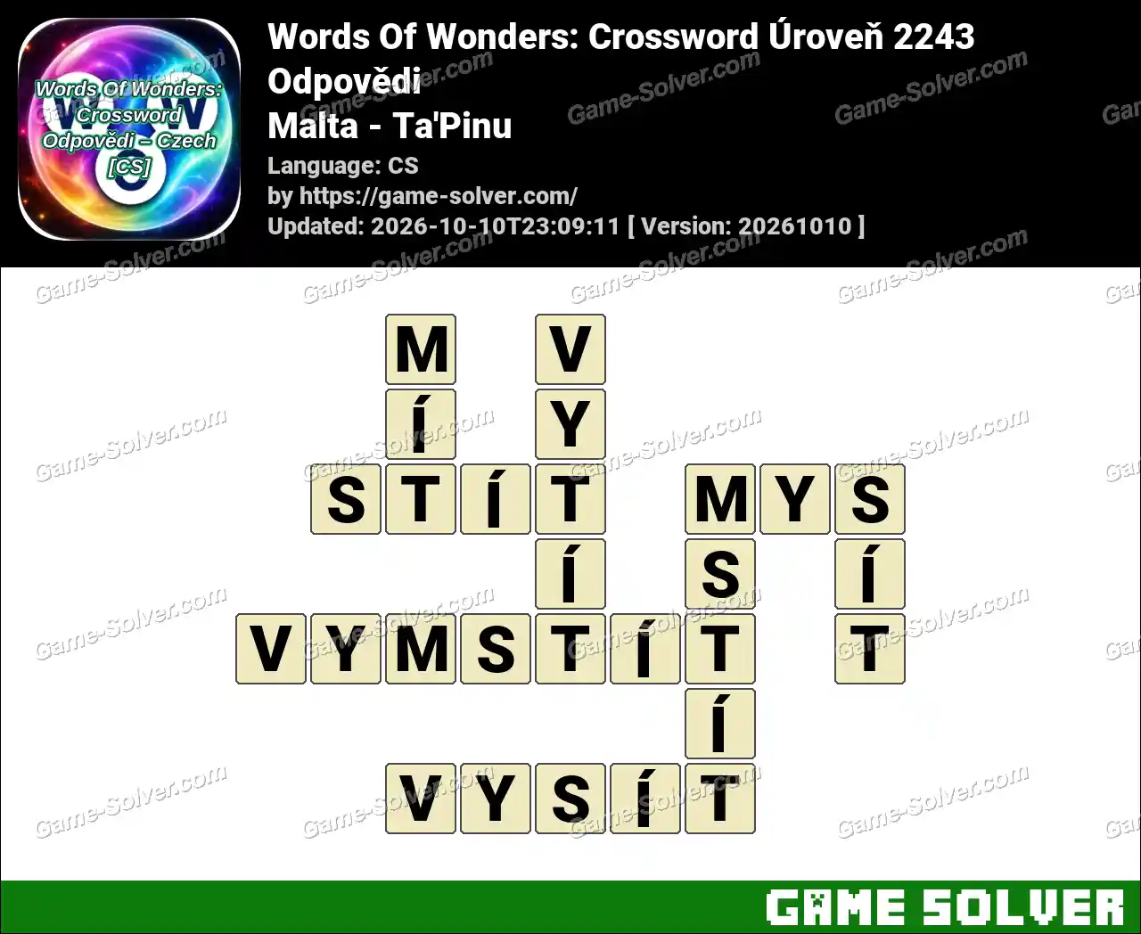 Words Of Wonders: Crossword Úroveň 2243 Odpovědi – Malta – Ta’Pinu